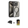 MARSİLYAN™- iPhone 14 Pro Max Kılıf Yadigar Asil Koleksiyonu - Siyah Buffer Cam Ekran Koruyucu + Raze Metal Kamera Lens - GS