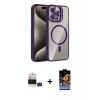 MARSİLYAN™- iPhone 14 Pro Max Kılıf Yadigar Asil Koleksiyonu - Siyah Buffer Hayalet Cam Ekran Koruyucu + Derin Mor Bilvis Titan Kamera Lens