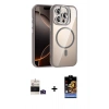MARSİLYAN™- iPhone 14 Pro Max Kılıf Yadigar Asil Koleksiyonu - Siyah Buffer Hayalet Cam Ekran Koruyucu + Derin Mor Bilvis Titan Kamera Lens