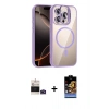 MARSİLYAN™- iPhone 14 Pro Max Kılıf Yadigar Asil Koleksiyonu - Siyah Buffer Hayalet Cam Ekran Koruyucu + Derin Mor Bilvis Titan Kamera Lens