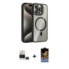 MARSİLYAN™- iPhone 14 Pro Max Kılıf Yadigar Asil Koleksiyonu - Siyah Buffer Hayalet Cam Ekran Koruyucu + Derin Mor Bilvis Titan Kamera Lens