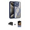 MARSİLYAN™- iPhone 14 Pro Max Kılıf Yadigar Asil Koleksiyonu - Siyah Buffer Hayalet Cam Ekran Koruyucu + Gümüş Raze Metal Kamera Lens