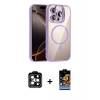 MARSİLYAN™- iPhone 14 Pro Max Kılıf Yadigar Asil Koleksiyonu - Siyah Buffer Hayalet Cam Ekran Koruyucu + Turuncu PVD Metal Kamera Lens