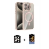 MARSİLYAN™- iPhone 14 Pro Max Kılıf Yadigar Asil Koleksiyonu - Siyah Buffer Hayalet Cam Ekran Koruyucu + Turuncu PVD Metal Kamera Lens