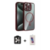 MARSİLYAN™- iPhone 14 Pro Max Kılıf Yadigar Asil Koleksiyonu - Siyah Joko 5D Cam + Turuncu PVD Metal Kamera Lens