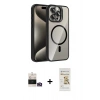 MARSİLYAN™- iPhone 14 Pro Max Kılıf Yadigar Asil Koleksiyonu - Siyah Mat Seramik Nano Ekran Koruyucu + Gold Bilvis Titan Kamera Lens