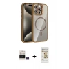 MARSİLYAN™- iPhone 14 Pro Max Kılıf Yadigar Asil Koleksiyonu - Siyah Mat Seramik Nano Ekran Koruyucu + Gümüş Bilvis Titan Kamera Lens