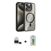 MARSİLYAN™- iPhone 14 Pro Max Kılıf Yadigar Asil Koleksiyonu - Siyah Polymer Nano Ekran Koruyucu + Siyah Bilvis Titan Kamera Lens