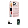 MARSİLYAN™- iPhone 14 Pro Max Kılıf Yadigar Doku Özel Seri - Şeffaf 360 Full Body Arka Koruyucu + Bilvis Titan Kamera Lens - GD