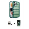 MARSİLYAN™- iPhone 14 Pro Max Kılıf Yadigar Doku Özel Seri - Şeffaf 360 Full Body Arka Koruyucu + Bilvis Titan Kamera Lens - GD