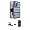 MARSİLYAN™- iPhone 14 Pro Max Kılıf Yadigar Doku Özel Seri - Şeffaf 360 Full Body Arka Koruyucu + Bilvis Titan Kamera Lens - GD