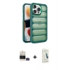 MARSİLYAN™- iPhone 14 Pro Max Kılıf Yadigar Doku Özel Seri - Şeffaf Pasifik Cam Ekran Koruyucu + Bilvis Titan Kamera Lens - GS