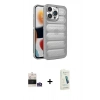 MARSİLYAN™- iPhone 14 Pro Max Kılıf Yadigar Doku Özel Seri - Şeffaf Pasifik Cam Ekran Koruyucu + Bilvis Titan Kamera Lens - GS