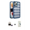 MARSİLYAN™- iPhone 14 Pro Max Kılıf Yadigar Doku Özel Seri - Şeffaf Pasifik Cam Ekran Koruyucu + Bilvis Titan Kamera Lens - GS
