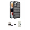 MARSİLYAN™- iPhone 14 Pro Max Kılıf Yadigar Doku Özel Seri - Şeffaf Pasifik Cam Ekran Koruyucu + Bilvis Titan Kamera Lens - GS