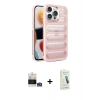 MARSİLYAN™- iPhone 14 Pro Max Kılıf Yadigar Doku Özel Seri - Şeffaf Pasifik Cam Ekran Koruyucu + Bilvis Titan Kamera Lens - GS