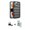 MARSİLYAN™- iPhone 14 Pro Max Kılıf Yadigar Doku Özel Seri - Şeffaf Royal Nano Ekran Koruyucu + Bilvis Titan Kamera Lens - DNMR