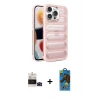 MARSİLYAN™- iPhone 14 Pro Max Kılıf Yadigar Doku Özel Seri - Siyah 18D Cam Ekran Koruyucu + Bilvis Titan Kamera Lens - SH