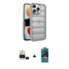 MARSİLYAN™- iPhone 14 Pro Max Kılıf Yadigar Doku Özel Seri - Siyah 18D Cam Ekran Koruyucu + Bilvis Titan Kamera Lens - SH