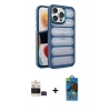 MARSİLYAN™- iPhone 14 Pro Max Kılıf Yadigar Doku Özel Seri - Siyah 18D Cam Ekran Koruyucu + Bilvis Titan Kamera Lens - SH