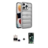 MARSİLYAN™- iPhone 14 Pro Max Kılıf Yadigar Doku Özel Seri - Siyah 360 Mat Full Body Arka Koruyucu + Bilvis Titan Kamera Lens - SH