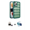 MARSİLYAN™- iPhone 14 Pro Max Kılıf Yadigar Doku Özel Seri - Siyah 3D Antistatik Cam Ekran Koruyucu + Bilvis Titan Kamera Lens - GD