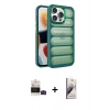MARSİLYAN™- iPhone 14 Pro Max Kılıf Yadigar Doku Özel Seri - Siyah Bilvis 3D Mat Cam Ekran Koruyucu + Bilvis Titan Kamera Lens - SH
