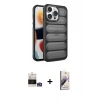 MARSİLYAN™- iPhone 14 Pro Max Kılıf Yadigar Doku Özel Seri - Siyah Bilvis 3D Mat Cam Ekran Koruyucu + Bilvis Titan Kamera Lens - GS