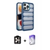 MARSİLYAN™- iPhone 14 Pro Max Kılıf Yadigar Doku Özel Seri - Siyah Bilvis 5in1 3D Magic Cam Ekran Koruyucu + PVD Metal Kamera Lens - TU
