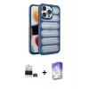 MARSİLYAN™- iPhone 14 Pro Max Kılıf Yadigar Doku Özel Seri - Siyah Bilvis 5in1 3D Magic Cam Ekran Koruyucu + Gold Bilvis Titan Kamera Lens