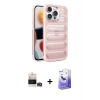 MARSİLYAN™- iPhone 14 Pro Max Kılıf Yadigar Doku Özel Seri - Siyah Bilvis 5in1 5D Magic Hayalet Cam Ekran Koruyucu + Bilvis Titan Kamera Lens - GD