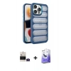 MARSİLYAN™- iPhone 14 Pro Max Kılıf Yadigar Doku Özel Seri - Siyah Bilvis 5in1 5D Magic Hayalet Cam Ekran Koruyucu + Bilvis Titan Kamera Lens - DNMR