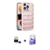 MARSİLYAN™- iPhone 14 Pro Max Kılıf Yadigar Doku Özel Seri - Siyah Bilvis 5in1 5D Magic Hayalet Cam Ekran Koruyucu + Bilvis Titan Kamera Lens - DNMR