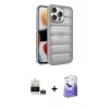 MARSİLYAN™- iPhone 14 Pro Max Kılıf Yadigar Doku Özel Seri - Siyah Bilvis 5in1 5D Magic Hayalet Cam Ekran Koruyucu + Bilvis Titan Kamera Lens - GD