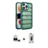 MARSİLYAN™- iPhone 14 Pro Max Kılıf Yadigar Doku Özel Seri - Siyah Bilvis Hayalet Cam Ekran Koruyucu + Bilvis Titan Kamera Lens - GS