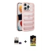 MARSİLYAN™- iPhone 14 Pro Max Kılıf Yadigar Doku Özel Seri - Siyah Buffer Cam Ekran Koruyucu + Derin Mor Bilvis Titan Kamera Lens