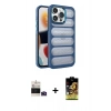 MARSİLYAN™- iPhone 14 Pro Max Kılıf Yadigar Doku Özel Seri - Siyah Buffer Cam Ekran Koruyucu + Derin Mor Bilvis Titan Kamera Lens