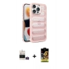 MARSİLYAN™- iPhone 14 Pro Max Kılıf Yadigar Doku Özel Seri - Siyah Buffer Cam Ekran Koruyucu + Gold Bilvis Titan Kamera Lens