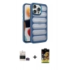 MARSİLYAN™- iPhone 14 Pro Max Kılıf Yadigar Doku Özel Seri - Siyah Buffer Cam Ekran Koruyucu + Gold Bilvis Titan Kamera Lens