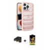 MARSİLYAN™- iPhone 14 Pro Max Kılıf Yadigar Doku Özel Seri - Siyah Buffer Cam Ekran Koruyucu + Raze Metal Kamera Lens - GD