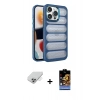 MARSİLYAN™- iPhone 14 Pro Max Kılıf Yadigar Doku Özel Seri - Siyah Buffer Hayalet Cam Ekran Koruyucu + Band Metal Kamera Lens - GS