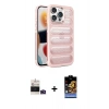 MARSİLYAN™- iPhone 14 Pro Max Kılıf Yadigar Doku Özel Seri - Siyah Buffer Hayalet Cam Ekran Koruyucu + Derin Mor Bilvis Titan Kamera Lens