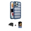 MARSİLYAN™- iPhone 14 Pro Max Kılıf Yadigar Doku Özel Seri - Siyah Buffer Hayalet Cam Ekran Koruyucu + Raze Metal Kamera Lens - GS