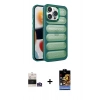 MARSİLYAN™- iPhone 14 Pro Max Kılıf Yadigar Doku Özel Seri - Siyah Buffer Hayalet Cam Ekran Koruyucu + Bilvis Titan Kamera Lens - GS