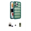 MARSİLYAN™- iPhone 14 Pro Max Kılıf Yadigar Doku Özel Seri - Siyah Joko Magic 5D Hayalet Cam + Derin Mor Bilvis Titan Kamera Lens