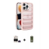 MARSİLYAN™- iPhone 14 Pro Max Kılıf Yadigar Doku Özel Seri - Siyah Joko Magic 5D Hayalet Cam + Derin Mor Bilvis Titan Kamera Lens
