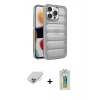 MARSİLYAN™- iPhone 14 Pro Max Kılıf Yadigar Doku Özel Seri - Siyah Polymer Nano Ekran Koruyucu + Band Metal Kamera Lens - GS
