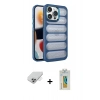 MARSİLYAN™- iPhone 14 Pro Max Kılıf Yadigar Doku Özel Seri - Siyah Polymer Nano Ekran Koruyucu + Band Metal Kamera Lens - GS