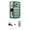 MARSİLYAN™- iPhone 14 Pro Max Kılıf Yadigar Doku Özel Seri - Siyah Polymer Nano Ekran Koruyucu + Bilvis Titan Kamera Lens - DNMR