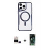 MARSİLYAN™- iPhone 14 Pro Max Kılıf Yadigar Klasik Özel Seri - Şeffaf 360 Full Body Arka Koruyucu + Derin Mor Bilvis Titan Kamera Lens
